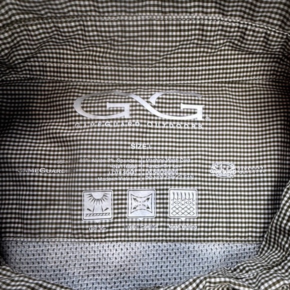 GameGuard Mens Santa Cruz Hunting Camp Fishing Shirt Green Check UPF 30 Large - Picture 5 of 9